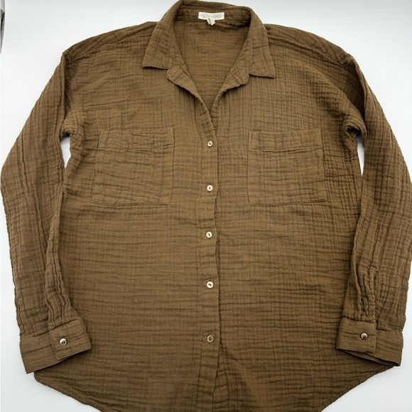 Eileen Fisher Tops - Eileen Fisher Women's Brown Gauzy Button‎ Down Shirt, XS